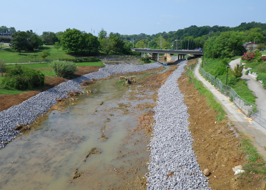 Greenbelt Lake restoration downstream from Blount County Library.