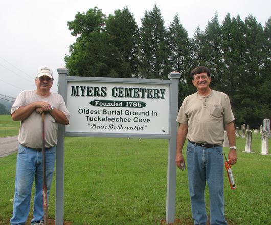 New Sign in Myers Cemetery