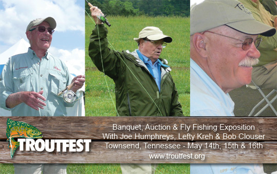 Joe Humphreys, Lefty Kreh, Bob Clouser at Troutfest