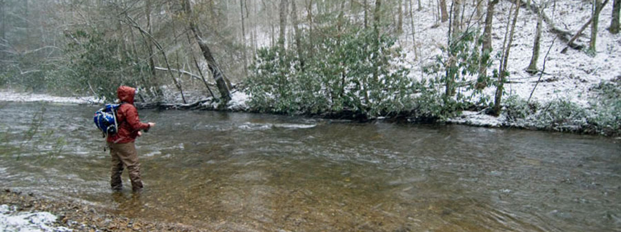 Fly Fishing in the snow.
